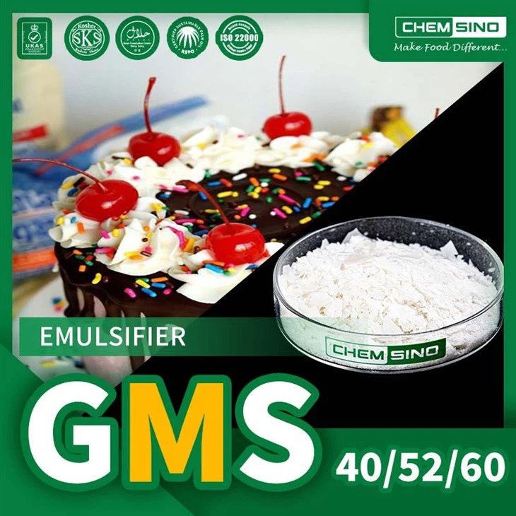 GMS Powder Mono-di Glycerides GMS 40GMS52  GMS60 emulsifier supplier Chemsino