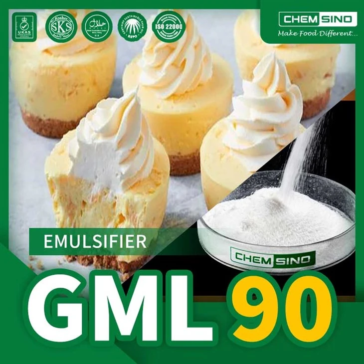 CAS 142-18-7 Emulsionante de grado alimenticio E471 Gml 90 por ciento de monolaurato de glicerol