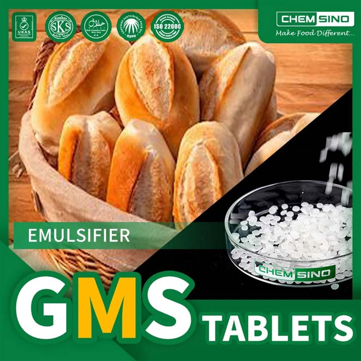 Tabletas DMG de monoglicéridos destilados en Industrial CAS No. 31566-31-1
